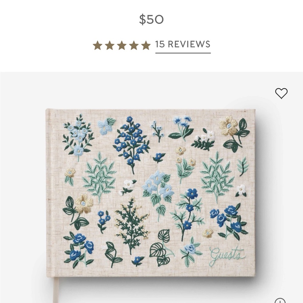 Rifle Paper Co. Floral Embroidered Guest Book